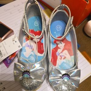 Disney Silver Girls' Ariel Dress Shoes with Glitter Bow